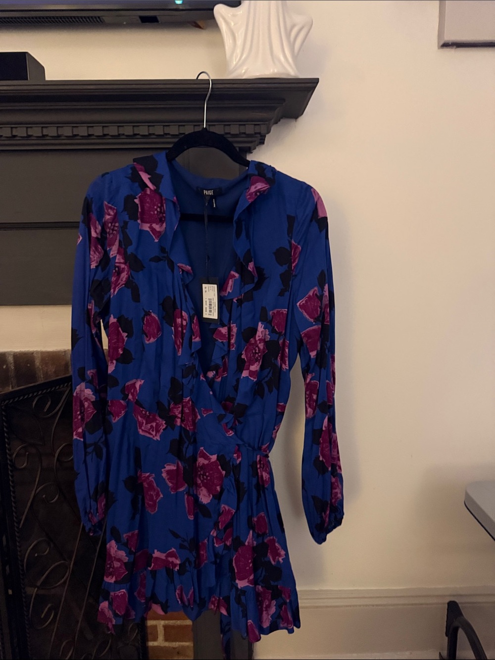 PAIGE Blue Floral Wrap Dress - Blue & Purple NWT size XL